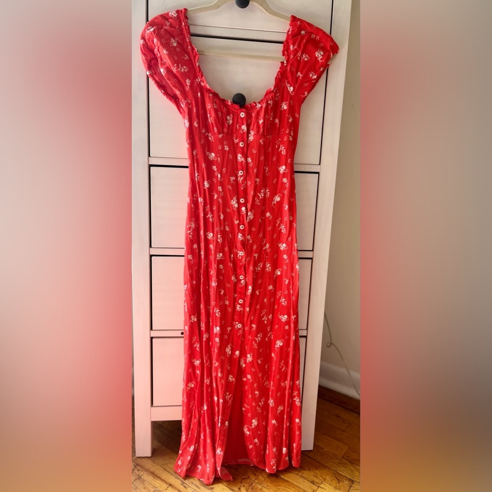 Red dress with white flowers from h&m